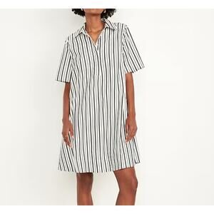 Old Navy Mini Shirt Dress Soft Black Stripe Size M NWT